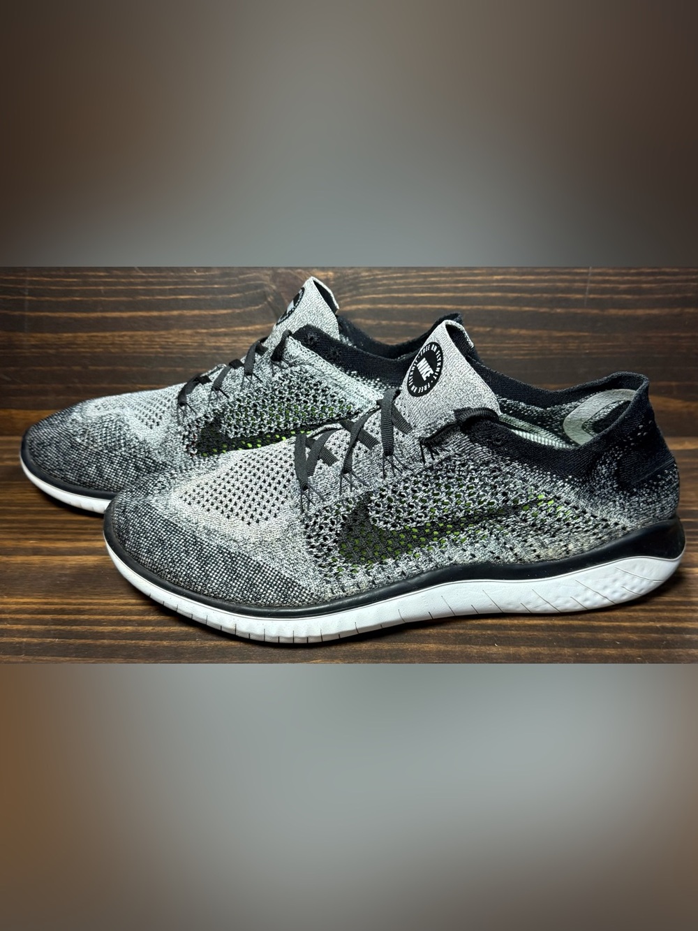 Nike Flyknit 2018 Men’s Size 14 Shoes Black White Ombré Ahtletic Sneakers